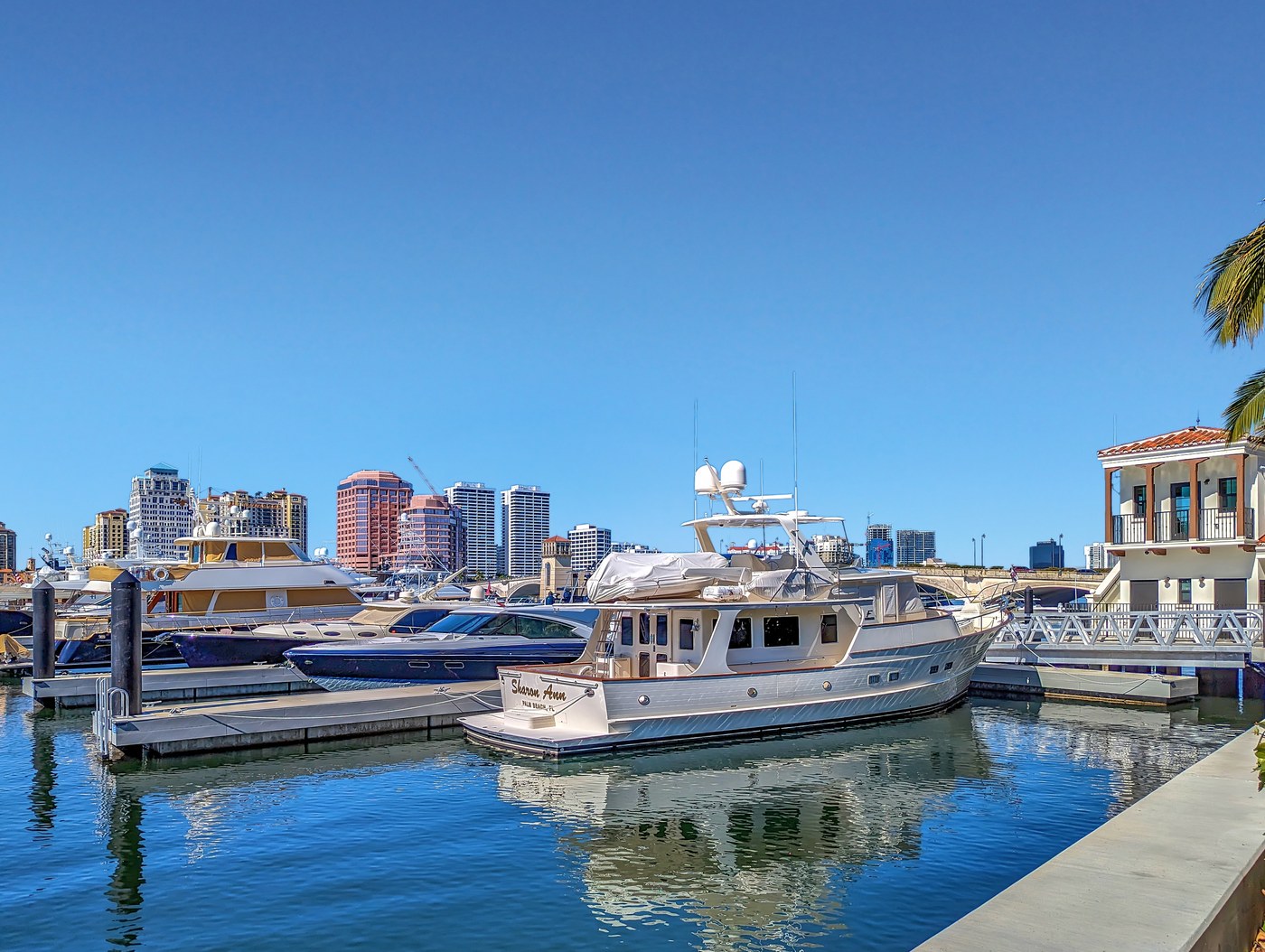 Yachts docked on the Intracoastal Waterway near Palm Beach Island