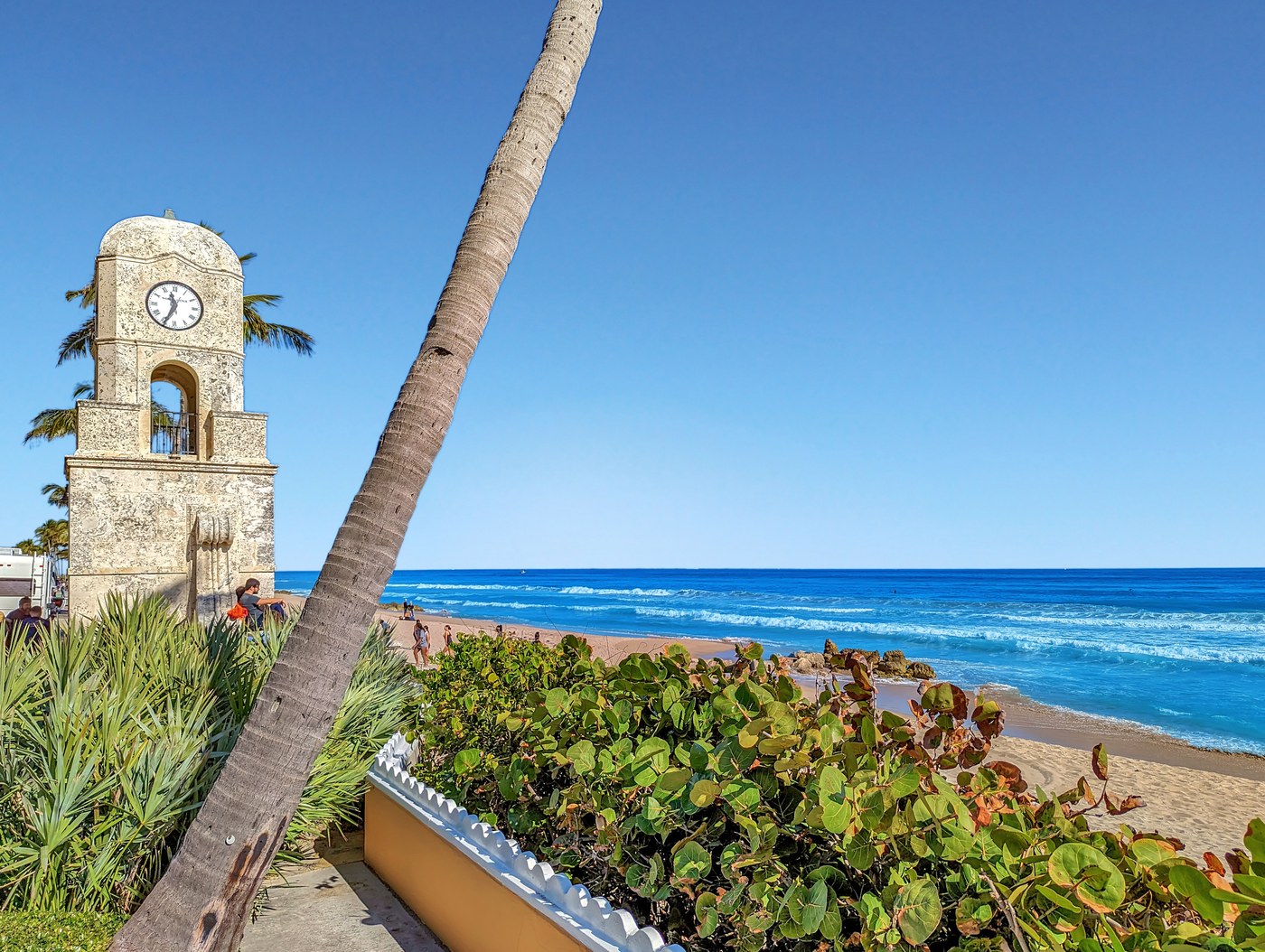 Worth Avenue clocktower and Palm Beach Island shoreline